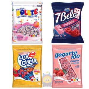 Kit Balas Mais Vendidas Bala Yogurte 100 Bolete 7 Belo Lua Cheia - Escolha sua favorita