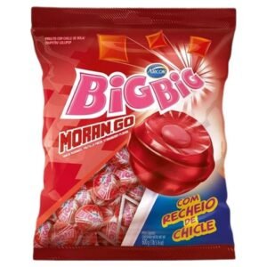 Pirulito Big Big Morango Com Recheio De Chiclete  Pacote 500g Arcor