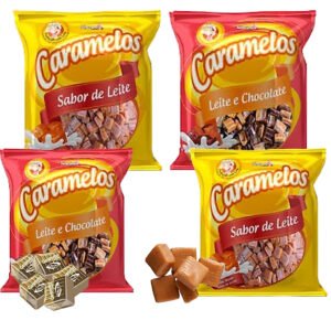 Balas Caramelos Leite e Leite Chocolate Macias Simonetto Pacote 500g Escolha seu Kit