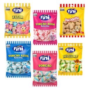 Marshmallow Fini Sabores Pacote 250gr Torção, Flor, Recheado, Pipoca Escolha